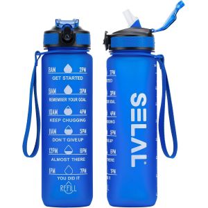 Eryi-Gourde De Sport, Sans Bpa, En Tritan, 1 L, Anti-Fuite, Pour Vélo, Camping, Yoga, Gym (1 Bouteille), Bleue - Neuf