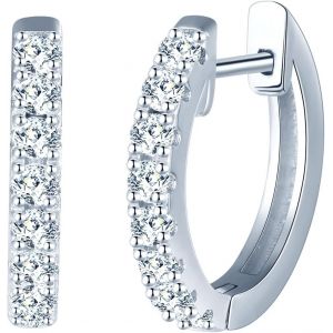 Kal-Boucles D'oreilles Créoles En Argent 925 Pour Femme - 12 Mm - Taille Moyenne - Oxyde De Zirconium - Cadeau Pour Femme, Petite Amie, Adolescente, Anniversaire, Fête Des Mères, Mariage, Noël - Neuf