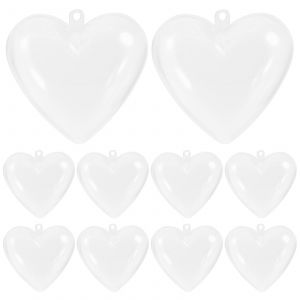 10pcs Clair en Plastique &agrave; Remplir de Balle Ornement en Forme de Coeur de BRICOLAGE &agrave; Billes en Plastique de Bombe de Bain Artisanat Moule de No&euml;l, F&ecirc;te de Mariage D&eacute;coration - Neuf