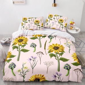 X Cm Microfibre Housse De Couette D Doux Confortable Linge De Lit Tournesol Fleurs Fleurie Parure Housse Couette X + X Taies D'oreiller Xcm - Neuf