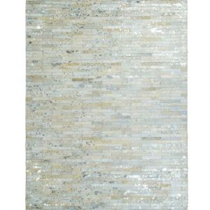 Tapis En Cuir Naturel Recycl&eacute; Gris Argent 190x290 - Neuf