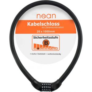 Chenquansarl-Antivol De Vélo Avec Chiffres, Serrure À Combinaison Avec Code 20 X 1000 Mm, Extra Épais, Surface Douce Au Toucher, Noir - Neuf