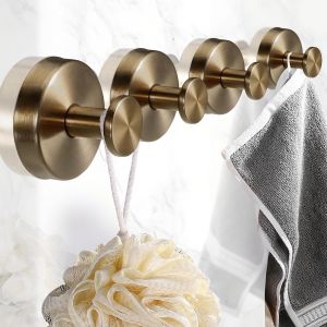 Lot de 4 crochets à ventouse en acier inoxydable-Extra solides-Sans perçage-Extra solides-Pour salle de bain-Doré rose - Neuf