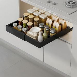 Organisateur De Tiroir Télescopique Extensible - Organiseur De Placard De Cuisine - Étagères De Rangement Pour Armoires De Cuisine - Largeur Réglable - 32 À 52 X 42 X 7,5 Cm (L X P X H) - Neuf