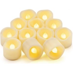 Sjzg-Lot De 12 Bougies Chauffe-Plat À Led Sans Flamme À Piles Avec Minuterie, Bougies Chauffe-Plat Électriques Vacillantes Réalistes Pour Baptême, Fête De Mariage, Décoration De La Maison, Centre De - Neuf