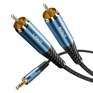 RCA to 3.5mm Aux Cable (1.5m),2 RCA Male to 1/8"" TRS Headphone Jack for Connecting Mobile Phone,MP3 Player to Amplifier or TV - Neuf