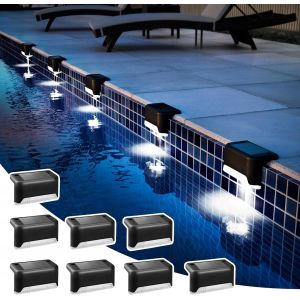 Lot De 8 Lampes Solaires Étanches Pour Clôture,Escaliers,Clôture,Cour,Terrasse Et Chemin (Noir,Blanc) - Neuf