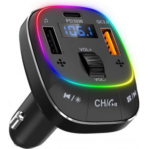 Émetteur Bluetooth 5.3 fm Adaptateur d'autoradio Bluetooth,chargeur de voiture rapide 30W et Qc3.0 avec main - Neuf
