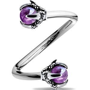 Nbgcm-Helix Earring Piercing 16g 316l Stainless Steel Dragon Claw Amethyst Center Twist Lip Labret Piercing Jewellery Belly Piercing - Neuf