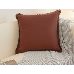 Housse De Coussin Marron &Agrave; Pompons 45 X 45 Cm Pour Canap&eacute; Et Chambre - Neuf
