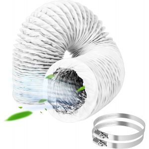 Tuyau d'évacuation d'air Ø 100 mm - 3 m - Flexible en PVC - Tuyau d'évacuation d'air - Tuyau de climatisation - Tuyau flexible en aluminium avec 2 colliers de serrage en acier inoxydable - Pour - Neuf
