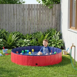 Vidaxl Piscine De Nage Pliable Pour Chien Rouge Et Bleu &Oslash; 160 X 30 Cm - Neuf