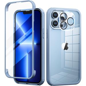 Eryi-Coque Pour Iphone 13 Pro Max Avec Verre Trempé Protection Écran Et Caméra Arrière Protecteur [9h Dureté], Antichoc Intégrale Ultra Mince 360° Protection Bumper Robuste Transparente - Bleu - Neuf