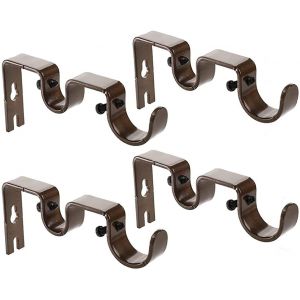Support de tringle à rideaux robuste, support double pour tringle de 1"" et 5/8"", non réglable, lot de 3 (marron) - Neuf
