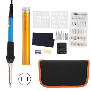 XYONG Kit de fer a souder electrique 54 pieces, 60 W, temperature reglable, pyrogravure, bleu, prise US 110 V - Neuf