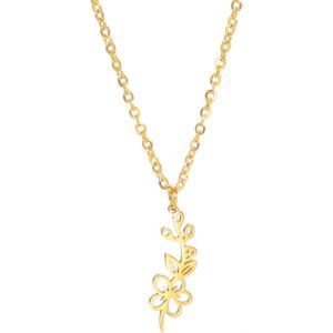 Kal-Collier De Fleur Du Mois De Naissance En Acier Inoxydable - Pendentif Pour 12 Mois De Naissance - Bijoux De Meilleur Ami Pour Femme Et Fille - Neuf