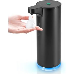 Distributeur de Savon Automatique en Acier Inoxydable-Distributeur de Savon électrique- Soap-Étanche IPX5-Chargement USB-C avec capteur Infrarouge-pour Cuisine et Salle de Bain-Noir - Neuf