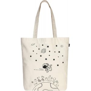 Sjzg-Ecoright 100% Organic Canvas Tote Bag With Zip, Eco-Friendly Small Tote Bags For Women For Christmas, Travel, Beach & Shopping - Neuf