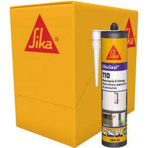 VornixorSarlshopMastic silicone de construction - SikaSeal-110 Menuiserie & Vitrage, Transparent - Joints de menuiserie et vitrage - Ext&eacute;rieur/int&eacute;rieur - Carton de 12 cartouches de 300ml - Neuf