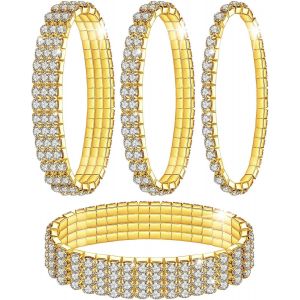 Eryi-Bracelets Extensibles En Strass, Bracelet Rivière En Diamants Étincelants, Bijoux De Mariage Empilables En Cristal Brillant Pour Femm - Neuf