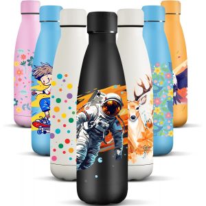 Gourde Isotherme, Acier Inoxydable 18/8, Bouteille Isotherme, 500ml Sans Bpa, Gourde Inox Enfant, Étanche Double Isolation, Gourde Inox Pour Le Camping, Les Écoles, Les Gymnases - Neuf