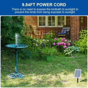 Fontaine Solaire, DIY 3.5W Solaire Flottant Extérieur Fontaine, 2025 Nouveau Pompe Bassin Solaire avec 8 Buses & 3M Câble Solar Fountain pour Bain d'oiseaux Aquarium Jardin - Neuf