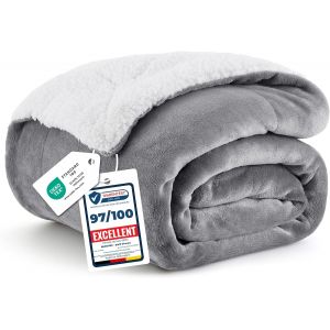 Ulteronixshop-Couverture Molletonn&eacute;e En Laine De Sherpa - Couverture Polaire Ultra Douce - Jet&eacute; De Canap&eacute; Double Face Ultra Chaud Avec Fourrure D'agneau Et Tissu Polaire, Microfibre, Gris, 150 X 200 Cm - Neuf