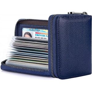 Porte-cartes de cr&eacute;dit en cuir avec fermeture &eacute;clair - Neuf