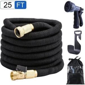 gift-Tuyau d'arrosage extensible Tuyau d'eau 25FT avec pulvérisation Gun Noir - Neuf