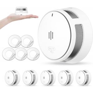D&eacute;tecteur de fum&eacute;e, Pile de 10 Ans, d&eacute;tecteur de fum&eacute;e pour la Maison, d&eacute;tecteur de fum&eacute;e &agrave; Gros Bouton Test/Silence, Conforme &agrave; la Norme EN14604 (5 Pack) - Neuf