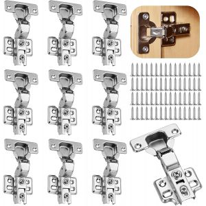 10 Pi&egrave;ces Charni&egrave;res D'Armoire,Charni&egrave;res avec Fermeture Amortie Automatique Charni&egrave;re Charni&egrave;res pour Portes D'Armoire Charnieres avec Amortisseur Int&eacute;gr&eacute; pour Armoires de Porte Cuisine - Neuf