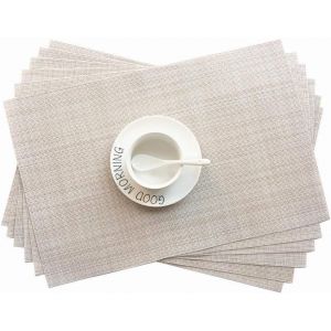 ERYI-Sets De Table En Pvc Isolants - Napperons Antidérapants Et Lavables Beige - Neuf