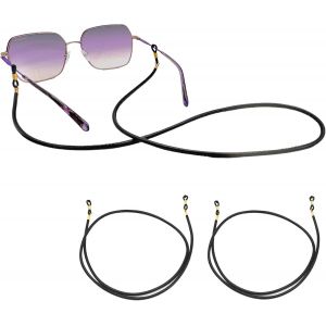 Cordon De Lunettes En Cuir De Qualité Supérieure Et Cordon De Lunettes - Lot De 2 Dans Différentes Couleurs - Aspect Cuir Lisse Unisexe Pu Pour Lunettes De Lecture, Noir - Neuf
