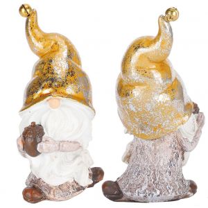 Lot de 2 statues de Pere Noel en resine, ornements de Noel, barbe blanche, foret, hommes, artisanat, decoration, cadeau - Neuf