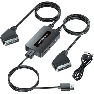 Convertisseur Péritel Double Port Vers Hdmi - 2 Entrées Péritel, Sortie Hdmi, Prend En Charge Les Rapports D'Aspect 4:3 Et 16:9 - Neuf