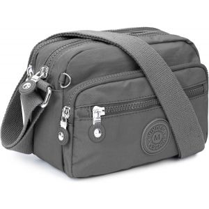 nzqaf-Petit Sac bandoulière Femme, Léger Sac Porté épaule Imperméable en Nylon Sac à Main Loisir avec Multi-poches et Bandoulière Réglable Sac Besace ete Zippé pour Femme Filles - Neuf