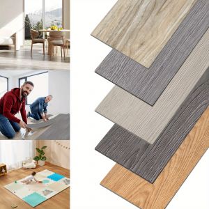 Sol en PVC Rev&ecirc;tement de sol en vinyle 91. 44x15. 24x0. 2cm Dalles autocollantes 18 pi&egrave;ces pour 2. 5m&sup2; 36 pi&egrave;ces pour 5m&sup2; Sol en vinyle &agrave; clipser Stratifi&eacute; Adh&eacute;sif Effet bois Ch&ecirc;ne chaud/Ch&ecirc;ne nuit/Beigegris/Ch&ecirc;ne blanc/Gris - Neuf