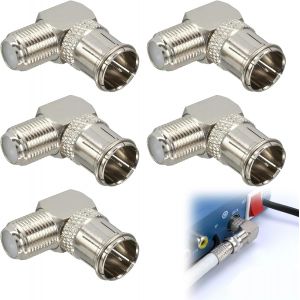 C&acirc;ble Coaxial Adaptateur Kit,M&acirc;le vers F Femelle,Connecteurs Coaxiaux M&acirc;les &agrave; Angle Droit,Adaptateur Coaxial &agrave; Angle Droit,Adaptateur d'antenne Satellite et TV,Prise Coud&eacute;e pour C&acirc;ble Coaxial - Neuf