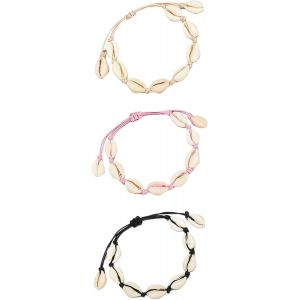 Asas-3 Bracelet Coquillage Bracelets De Cheville De Corde Réglable Cauris Naturel Pour Femmes Filles Noir Blanc Rose - Neuf