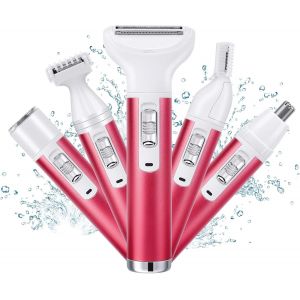 Eryi-Rasoir Electrique Femme, Tondeuse Femme Indolore, 5 En 1 Rasoir Indolore Avec 5 Têtes Flottantes, Tondeuse À Cheveux Sans Fil Rechargeable La Barbe, Bras, Jambes, Aisselles, Maillot - Neuf