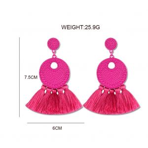 Boucles D'oreilles A Tige En Metal Plaque, Motif Pompon Amusant, Accessoire Pour Fille, Bijoux Tendance Pour Femme, Rose Rouge - Neuf