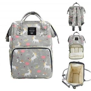 Sac À Dos À Langer Bébé, Sac À Dos De Maman, Sacs À Dos À Langer De Grande Capacité Avec 1 Matelas À Langer Etanche (Gris) - Neuf