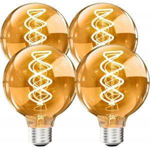 Ampoule Edison Vintage Dimmable 4w E27, G80 Verre Marron 2700k À Filament Rétro Pour Éclairage De Bar Industriel Nostalgique - Lot De 4 - Neuf