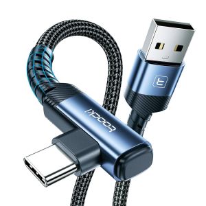JGD-Cable USB C 2M 3A C&acirc;ble USB-A vers USB-C Charge Rapide 90 Degr&eacute;s Tress&eacute; Compatible iPhone 17/17 Pro/17 Pro Max/Samsung Galaxy S10 S10+ / Switch (Bleu) - Neuf