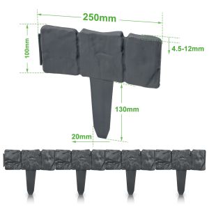 40 Pi&egrave;ces De Bordure De Jardin De 10 M, Anthracite, Effet Pierre. - Neuf
