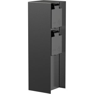 Garten Colonne de Prises de Courant POMI pour l'extérieur,IP44,2X,Acier Inoxydable,Noir,carré,23 cm - Neuf