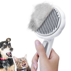 Brosse Autonettoyante Pour Chiens Et Chats, Élimine En Douceur Les Poils Morts, Sans Douleur (1 Paquet, Blanc) - Neuf
