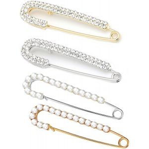 Kjdal-4 Pièces Châle Clip Faux Perle Broches Broches Avec Cristal Et Perle Faux Femmes Broches En Faux Cristal Et Perles Pins Broches Faux Cristal Et Perles,Pour Costume Chandail Châle Écharpe Décora - Neuf