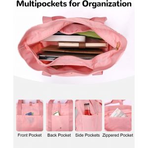 TZF-18L Sac Fourre Tout Pliable Femme, Sac Plage Multipoche, Sac a Main pour Les Cours Lycee, Tote Bag Sacs Cabas Collapsible pour Travail - Neuf