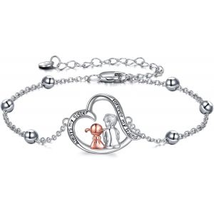 Phase De Lune/Tulipe/Chat/Lune/&Eacute;toile/Papillon/Rosettes/Fr&egrave;re Bracelet En Argent Sterling Lune Bijoux F&ecirc;te Des M&egrave;res Pour Maman, 12 Cm, Argent Sterling, No Gemstone - Neuf
